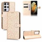 For Samsung Galaxy S21 Ultra 5G Honeycomb Dot Texture Leather Phone Case(Gold) - 1