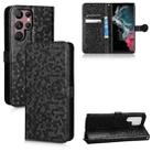 For Samsung Galaxy S22 Ultra 5G Honeycomb Dot Texture Leather Phone Case(Black) - 1