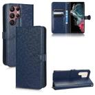 For Samsung Galaxy S22 Ultra 5G Honeycomb Dot Texture Leather Phone Case(Blue) - 1