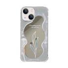 For iPhone 14 Plus Color Painted Mirror Phone Case(Leaf) - 1
