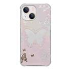 For iPhone 13 mini Color Painted Mirror Phone Case(Pink Butterfly) - 1