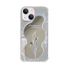 For iPhone 13 mini Color Painted Mirror Phone Case(Leaf) - 1