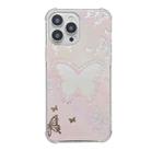 For iPhone 13 Pro Color Painted Mirror Phone Case(Pink Butterfly) - 1