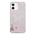 For iPhone 12 mini Color Painted Mirror Phone Case(Pink Butterfly) - 1