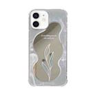 For iPhone 12 mini Color Painted Mirror Phone Case(Leaf) - 1