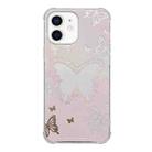 For iPhone 12 Color Painted Mirror Phone Case(Pink Butterfly) - 1