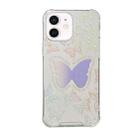 For iPhone 12 Color Painted Mirror Phone Case(Purple Butterfly) - 1