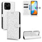 For Xiaomi Redmi 10C Honeycomb Dot Texture Leather Phone Case(Silver) - 1