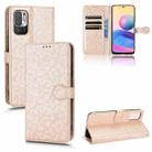 For Xiaomi Redmi Note 10 5G Honeycomb Dot Texture Leather Phone Case(Gold) - 1