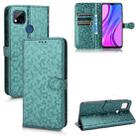 For Xiaomi Redmi 10A / 9C Honeycomb Dot Texture Leather Phone Case(Green) - 1