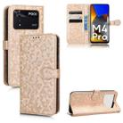 For Xiaomi Poco M4 Pro 4G Honeycomb Dot Texture Leather Phone Case(Gold) - 1