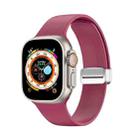 Folding Buckle Silicone Watch Band For Apple Watch Ultra 49mm(Wine Red) - 1