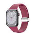 Folding Buckle Silicone Watch Band For Apple Watch Series 8&7 45mm / SE 2&6&SE&5&4 44mm / 3&2&1 42mm(Wine Red) - 1