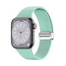 Folding Buckle Silicone Watch Band For Apple Watch Series 8&7 45mm / SE 2&6&SE&5&4 44mm / 3&2&1 42mm(Light Green) - 1