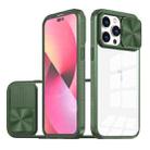 For iPhone 14 Pro 360 Full Body Sliding Camshield Phone Case(olive green) - 1