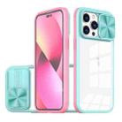 For iPhone 14 Pro 360 Full Body Sliding Camshield Phone Case(Blue Pink) - 1