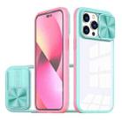 For iPhone 14 Pro Max 360 Full Body Sliding Camshield Phone Case(Blue Pink) - 1