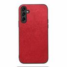 For Samsung Galaxy A14 5G Wood Texture PU Phone Case(Red) - 1