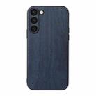 For Samsung Galaxy S23+ 5G Wood Texture PU Phone Case(Blue) - 1