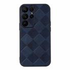 For Samsung Galaxy S23 Ultra 5G Weave Plaid PU Phone Case(Blue) - 1