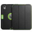 For iPad mini 6 3-Fold Amor Shockproof Smart Tablet Case(Black Green) - 1