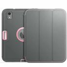 For iPad mini 6 3-Fold Amor Shockproof Smart Tablet Case(Grey Pink) - 1