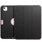 For iPad Pro 11 2022 / 2021 / 2020 / 2018 / Air 2020  10.9 / Air 2022 10.9 3-Fold Amor Shockproof Smart Tablet Case(Black Pink) - 1
