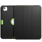 For iPad Pro 11 2022 / 2021 / 2020 / 2018 / Air 2020  10.9 / Air 2022 10.9 3-Fold Amor Shockproof Smart Tablet Case(Black Green) - 1