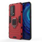 For Huawei P40 PC + TPU Shockproof Protective Case with Magnetic Ring Holder(Red) - 1