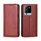 For vivo V25 Pro 5G Grid Texture Magnetic Flip Leather Phone Case(Red) - 1