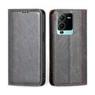 For vivo V25 Pro 5G Grid Texture Magnetic Flip Leather Phone Case(Grey) - 1
