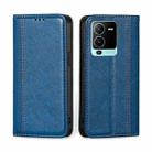For vivo V25 Pro 5G Grid Texture Magnetic Flip Leather Phone Case(Blue) - 1