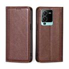 For vivo V25 Pro 5G Grid Texture Magnetic Flip Leather Phone Case(Brown) - 1