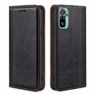 For Xiaomi Poco M5s 4G/Redmi Note 11 SE India Grid Texture Magnetic Flip Leather Phone Case(Black) - 1