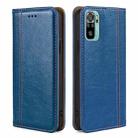 For Xiaomi Poco M5s 4G/Redmi Note 11 SE India Grid Texture Magnetic Flip Leather Phone Case(Blue) - 1