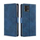 For Motorola Moto G72 4G Skin Feel Crocodile Magnetic Clasp Leather Phone Case(Blue) - 1