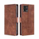 For Motorola Moto G72 4G Skin Feel Crocodile Magnetic Clasp Leather Phone Case(Brown) - 1