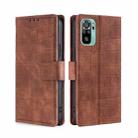 For Xiaomi Poco M5s 4G/Redmi Note 11 SE India Skin Feel Crocodile Magnetic Clasp Leather Phone Case(Brown) - 1