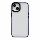 For iPhone 14 Clear Acrylic Soft TPU Phone Case with Metal Button(Blue) - 1