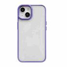 For iPhone 14 Plus Clear Acrylic Soft TPU Phone Case with Metal Button(Purple) - 1