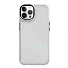 For iPhone 14 Pro Clear Acrylic Soft TPU Phone Case with Metal Button(White) - 1