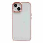 For iPhone 13 Clear Acrylic Soft TPU Phone Case with Metal Button(Pink) - 1