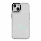 For iPhone 13 Clear Acrylic Soft TPU Phone Case with Metal Button(White) - 1