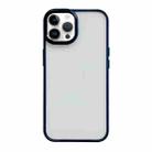 For iPhone 13 Pro Clear Acrylic Soft TPU Phone Case with Metal Button(Blue) - 1