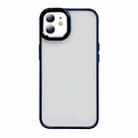 For iPhone 12 Clear Acrylic Soft TPU Phone Case with Metal Button(Blue) - 1