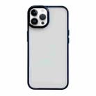 For iPhone 12 Pro Clear Acrylic Soft TPU Phone Case with Metal Button(Blue) - 1