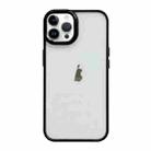 For iPhone 12 Pro Max Clear Acrylic Soft TPU Phone Case with Metal Button(Black) - 1