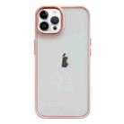 For iPhone 12 Pro Max Clear Acrylic Soft TPU Phone Case with Metal Button(Pink) - 1