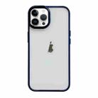 For iPhone 12 Pro Max Clear Acrylic Soft TPU Phone Case with Metal Button(Blue) - 1