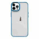 For iPhone 12 Pro Max Clear Acrylic Soft TPU Phone Case with Metal Button(Sierra Blue) - 1
